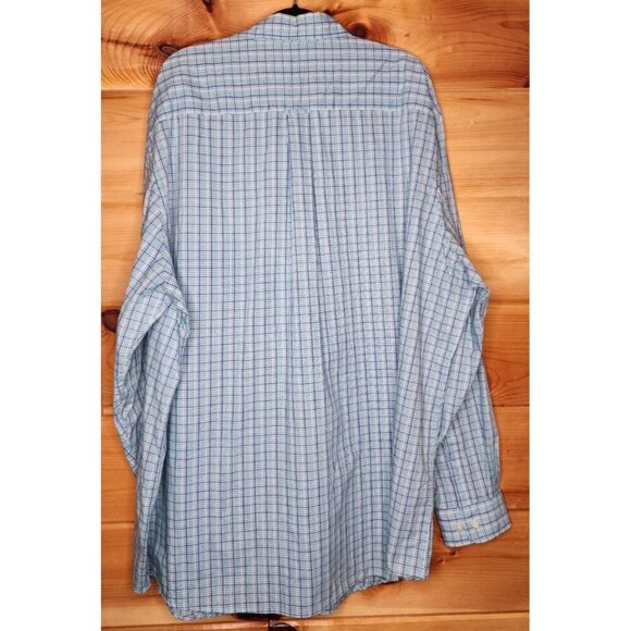 Saddlebred Easy Care Gray Teal Plaid Lightweight Button Down Mens 3XTL - Picture 11 of 16